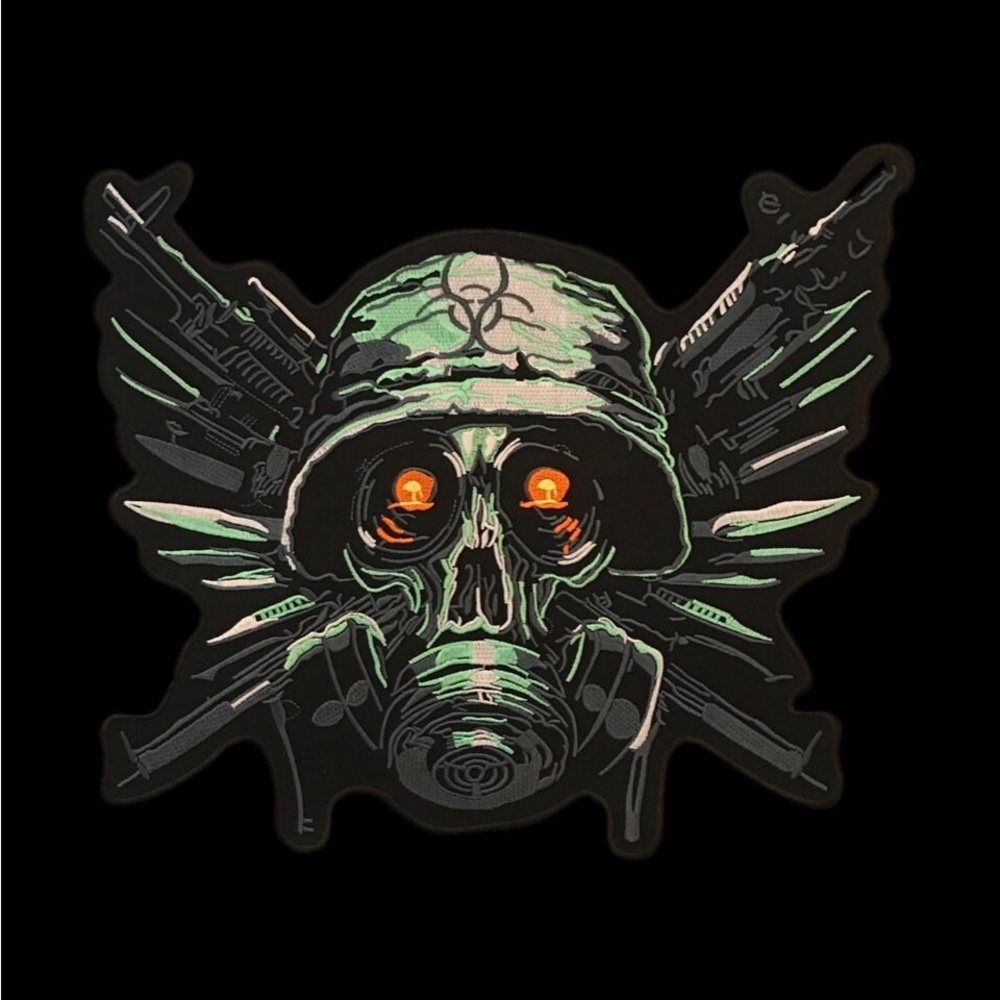 Zombie Skull Back Patch Biker Iron or Sew on Patch